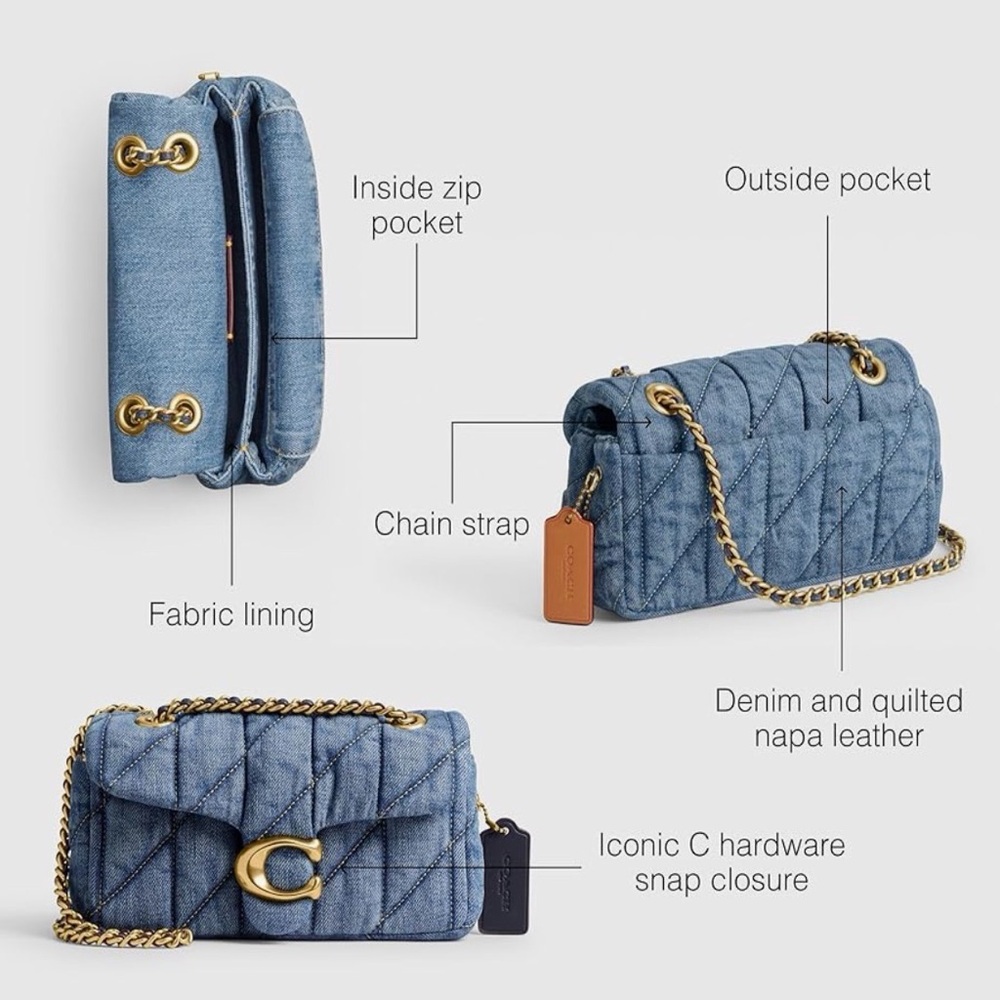 NWT Coach Quilted Denim Crossbody Bag with Gold 'C' Hardware - Picture 5 of 6